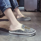 Womens Loafers Shoes Female Footwear Clogs Platform Casual Sneaker Crystal Round Toe Modis Slip-on Big Size Dress New Creepers