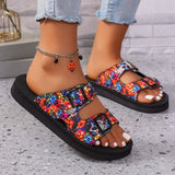 Breakj Thick Bottom Slippers Women Women Women Slippers Large Belt Buckle Soft Base Color Slippers