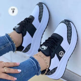 Women's Casual Sloping Heel Sneakers 2024 New Large Size Lace Medium Heel Large Mesh Single Shoes Size