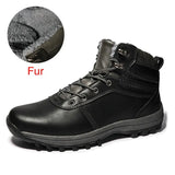 Non-slip Winter Plush Warm Men Boots Waterproof Leather Men Snow Boots Working Men Ankle Boots High Top Men Shoes