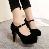 heels Shoes Woman Pumps Ankle Strap Wedding Party Shoes Platform Dress Women Shoes High Heels Suede Ladies Shoes
