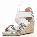 Sandals Women Wedges Elastic Band Peep Toe Woman Shoes Cross Light Platform Hemp Bottom Ladies Female Sandals