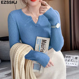 V-Neck Sweater Pullover Women Autumn winter Casual long Sleeve Sweater For women Female Chic Jumpers