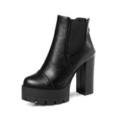 Breakj High Heel Plus Size Waterproof Martens Fall Winter Women's Boots Back Zip
