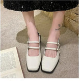 Sandals Mary Jane Shallow Mouth Comfort Shoes for Women Summer Heels Med Pointed Girls High Spring Retro Medium