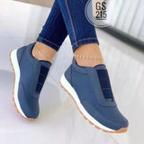 New Round Head Thick Soles Elastic Sneakers Women's Large Size Low Help Shallow Single Shoe Casual