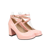 Women Gothic Mary Janes Platform Dress Cosplay Party Ankle Strappy Buckle Cross Strap Block Chunky Cuban High