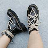 Fashion Women Platform Boots Black Martin Winter Snow Boots Chunky Motorcycle Ankle Booties Female Leather Zipper