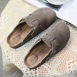 Hot Popular Men's Closed Toe Cork Slippers Mule Clogs Cork Sandals For Men Split Leather Garden Slides Cork