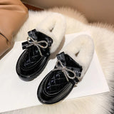 Boots 2020 Winter New Rhinestone Bow Flat-bottomed Fashion Korean Version Cover Foot Students Maomao Cotton