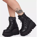 Breakj And Large-Size Flat Bottom With Martin Boots Women's Autumn And Winter Water Table Thick-Bottom Gothic-Style Boots Women