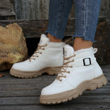 Breakj New Autumn And Winter Women Keep Warm Martin Boots Plus Thick Tie Thick Bottom Short Boots Women's