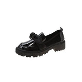 Women Bow Knot Pumps Female Office Loafers Ladies Platform Low Heels Women's PU Leather Shoes Woman Slip On