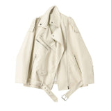 Spring Autumn Faux Leather Jackets Women Loose Casual Coat Female Drop-shoulder Motorcycles Locomotive Outwear With