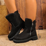 Breakj Boots Autumn And Winter New Large Size Side Zip Hair Anti-Slip Waterproof Plus Thick Low-Tight Cotton
