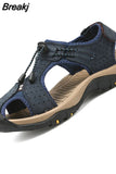 Sandals for Men Summer Outdoor Beach Shoes Casual Plus Size 10 Womens Slides Cowhide Leather Sneakers