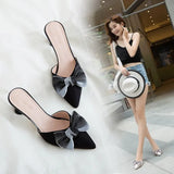 High-Heeled Sandals Summer's New Pointed Bow Bow Head Women's Slippers With Thin Heels And