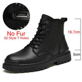 Genuine Leather Men's Ankle Boots High Top Shoes For Men Winter Fashion Male Motorcycle Footwear Snow Boots Size