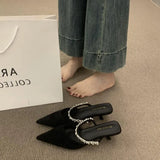 Breakj High-End Water Drill With A Front Half Slippers Women Wear 2025 New Pointed High And Muller