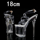Breakj 34-43 Ultra High Heel Fishmouth Silver Heel Cross Strap Sandals Nightclub Sexy