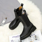 The Fall And Winter Of 2023, The British Wind Round-Headed Square Heel Thick Platform Chelsea Boots, Women's Leather Boots Ankle