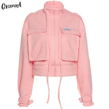 Women Summer Winter Fashion Coat Casual Jackets Overcoat Zipper Jacket Warm Cropped Breasted Hip Hop Loose Solid