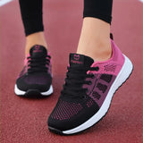 Casual Shoes Fashion Breathable Walking Mesh Lace Up Flat Shoes Sneakers Women 2020 Tenis Feminino Pink Black