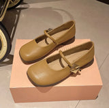 Mary Jane Shoes 2024 New Spring Round Head Low-Heeled Evening Shoes French Dress Single Small Leather