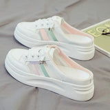 White Slippers Female 2024 New Mesh Breathable Baotou Platform Muffin Fashion Casual Small White