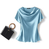 Women Summer Blouses ZANZEA 2022 Fashion Satin Tops Short Sleeve Blusas Female O Neck Casual Home Wear Tunic Chemise