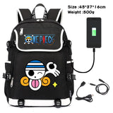 Anime Canvas Backpack Cartoon One Piece Cosplay Shoulder Bag School Laptop Bag Men Women USB Charging computer Travel