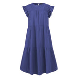 Summer Dress Plus Size Women VONDA 2022 Bohemian Sundress Casual Crew Neck Loose Cotton Ruffled Dresses Holiday Party