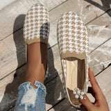 Flying Weaving Breathable Round Head Flat-Soled Single-Shoe Women's Color Sets Lazy People Working Happy Shoes
