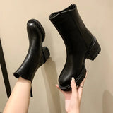 Autumn Winter Chelsea Boots Women Platform Brown Black Beige White Ankle Boots For Women Fur Short Chunky Punk Gothic