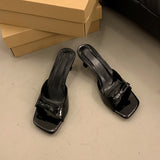 Breakj High-Heeled Slippers 2025 New Women's Summer Outside The Square Head Thin Heel Drag Bow Sandals