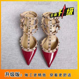 Sandals Women's Summer 2023 New Sexy Black Shoes With Stilettos Riveted High Heels Women's Nude Single