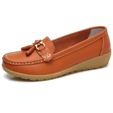 Women Shoes Loafers Female Moccasins Shoes Summer Genuine Leather Women Flats Slip On Women Loafers Flats Tassel Plus