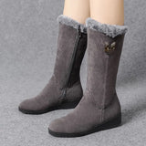 Winter Women Long Boots Warm Plush Cow Suede Snow Boots Women Shoes Fashion Zipper Women's Winter Boots Zapatos De