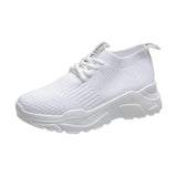 Casual Shoes Sneakers Thick Bottom Spring Summer Knitted Breathable Running Shoes Light Solid Female Vulcanized