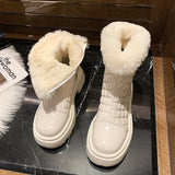 Women's Winter Boots 2021 New Fashion Fur Plush White Snow Boots For Women Black Beige Platform Ankle Boot Female