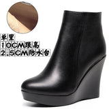 Breakj High Heemon Women's Boots Middle-Age Women's Shoes 33 Yards Round Head Waterproof Table Thick-Bottomed Single Boots Plus Velvet Slope And Short Boots