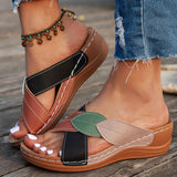 Breakj Summer Thick-Soled Slippers Women's Shoes Large-Size Cross-Slips Beach Shoes Color Fish Mouth
