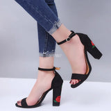 Fashion 2021 New Ankle Strap Black Women's High Heels Sandals Peep Toe Floral Sandals Female Party Shoes Sandalias De Mujer