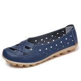 Genuine Leather Shoes Women Flats Spring Soft Slip-On Loafers 2019 New Arrival Cut-Outs Flat Peas Non-Slip Shoes