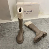 Breakj Brown Long-Heeled Knight Boots Women's Shoes 2025 New Autumn And Winter Plus Velveled Winter Shoes Snow