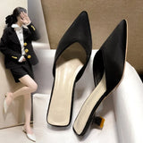 Breakj Half-Shoe Woman 2025 Summer New Large-Size Pointed Thin And Shallow Cloth Cloth Muller Shoes And