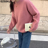 spring autumn WOOL oversize sweater pullovers Women basic loose O-neck THICK Sweater female knit