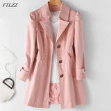 New Autumn Women Khaki Long Trench Coat Casual Female Streetwear Slim Fit Korean Style Windbreaker Single Breasted