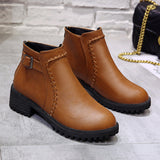 Breakj Martin Boots Women's Shorts Boots Vintage Belt Buckle Low Heel Boots
