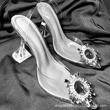 Breakj Sandals Women 2023 New Summer Water Drill Buckle Transparent With Crystal Bao Head Drag Bridesmaid Wedding Shoes Women